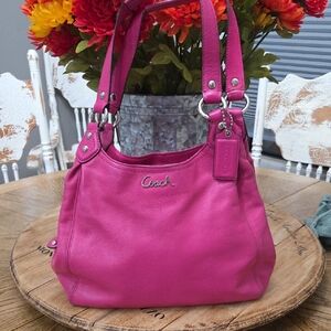 Coach Fuchsia Leather Shoulder Bag